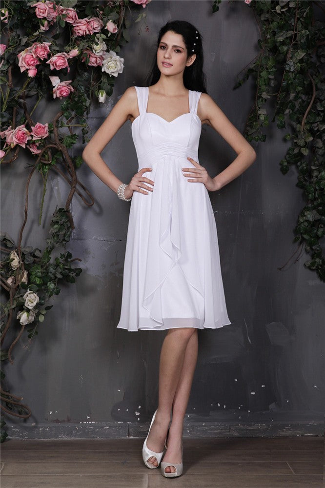 Sheath/Column Straps Sleeveless Pleats Short Chiffon Bridesmaid Dresses TPP0005556