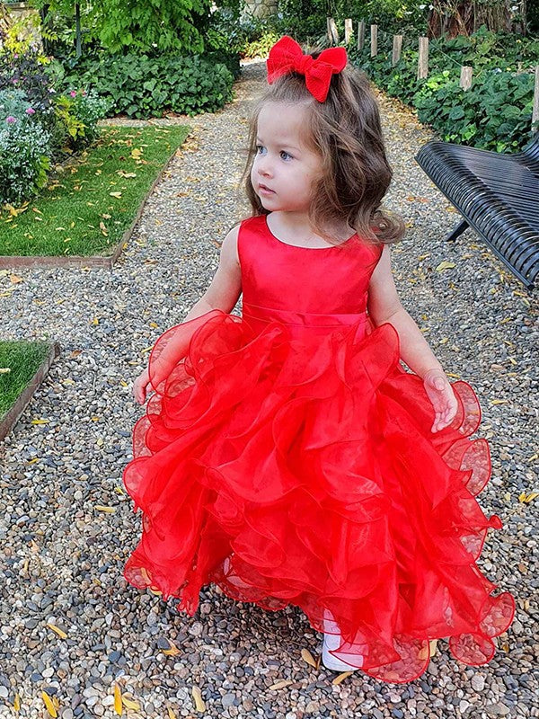 Ball Gown Organza Layers Scoop Sleeveless Ankle-Length Flower Girl Dresses TPP0007478