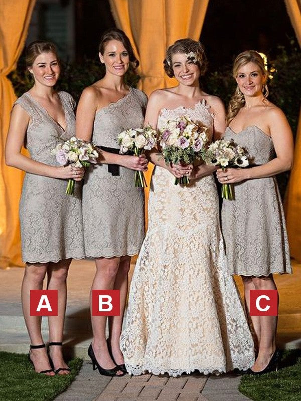 Sheath/Column Lace Sleeveless Floor-Length Bridesmaid Dresses TPP0005773