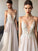 A-Line/Princess Sleeveless V-neck Sweep/Brush Train Spaghetti Straps Lace Organza Wedding Dresses TPP0006522