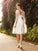 A-Line/Princess V-neck 3/4 Sleeves Short Chiffon Wedding Dresses TPP0006233