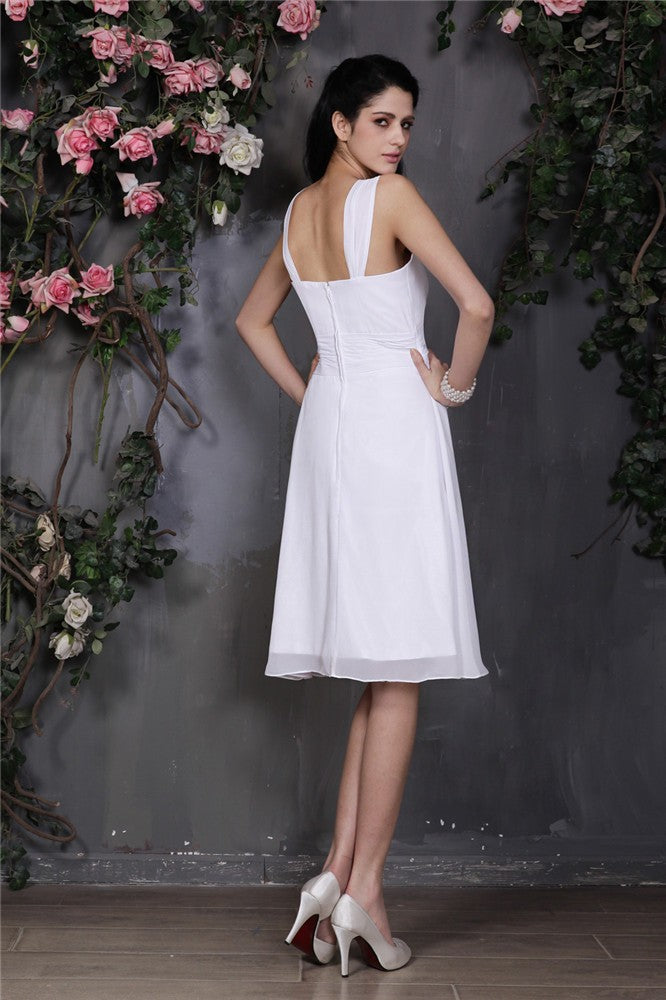 Sheath/Column Straps Sleeveless Pleats Short Chiffon Bridesmaid Dresses TPP0005556