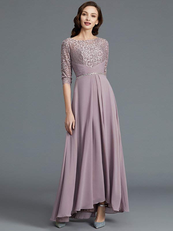 A-Line/Princess 1/2 Sleeves Scoop Asymmetrical Chiffon Mother of the Bride Dresses TPP0007047