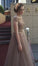 Gorgeous A-Line Backless Cap Sleeves Scoop Tulle Brown Long Prom Dresses